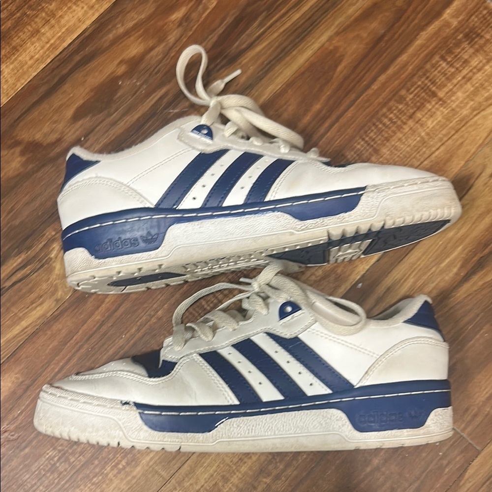 Adidas Platform White and Blue Sneakers